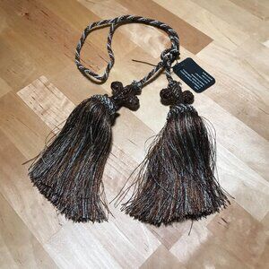 Vintage Vatican Homes Plum Taupe Curtain Braided Rope Tassel Drape Tieback